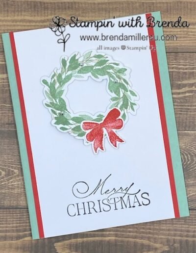 Christmas Wreath Card that says Merry Christmas Below