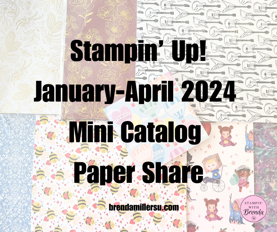 Stampin' Up! paper share announcement with sample papers in background