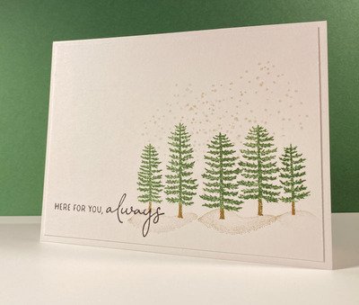 stampin' up! perennial postage forever forest sympathy thinking of you card with trees and snow - white and green