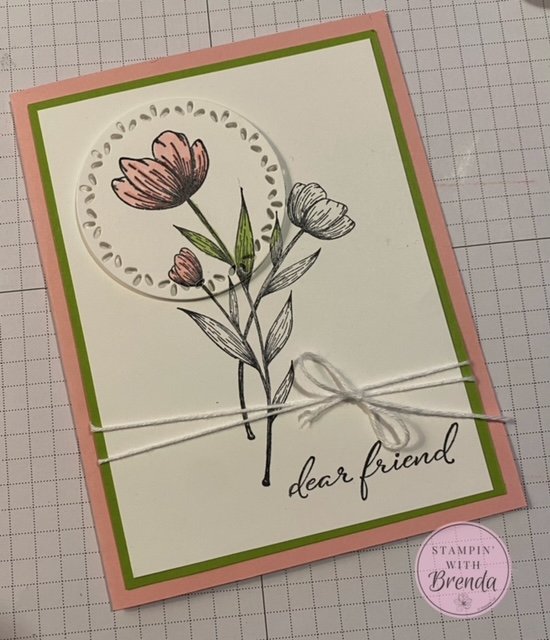 Spotlight on Nature card in pretty in pink and granny apple green using spotlighting technique