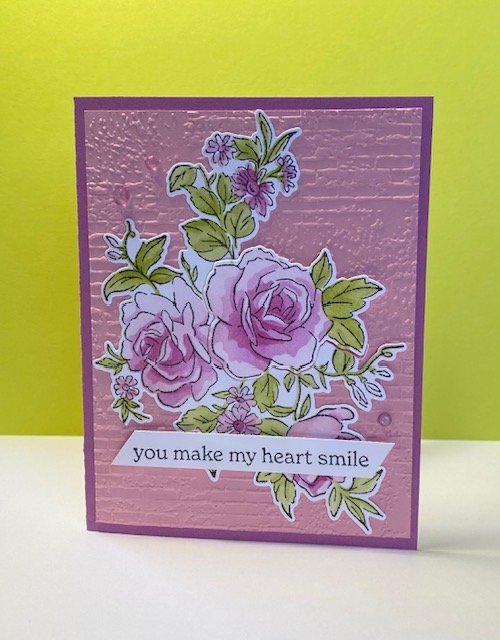 stampin' up! layers of beauty full card with pink flowers and green leaves made with masks