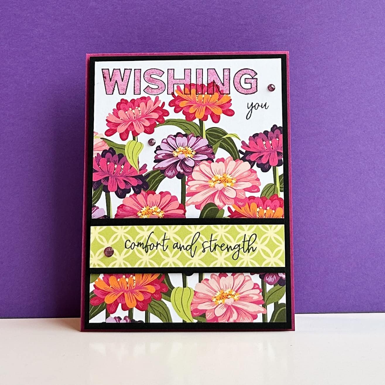 Stampin' Up! flowering zinnias suite with bright dsp to create cards for lots of occasions like wishing you well