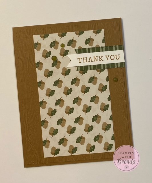 Stampin' Up! Iconic Celebrations card with Template 16 for fall thank your card in browns and greens