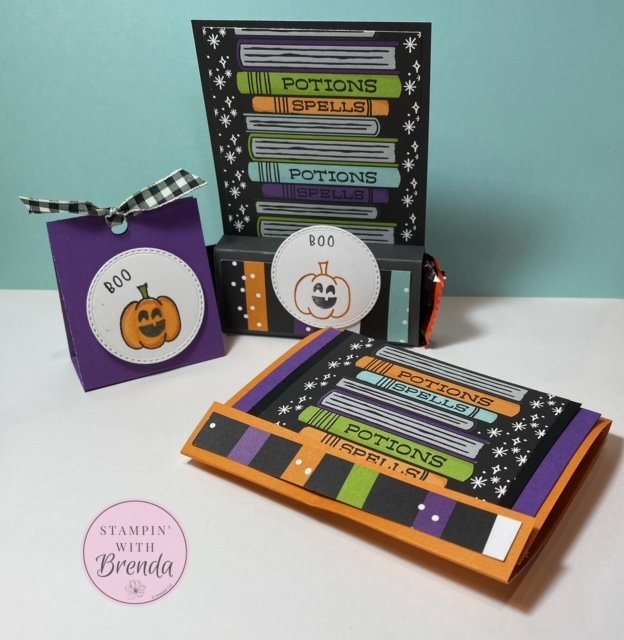 Stampin' UP! treats made with Halloween Memories scrapbooking kit and Basic Black, Gorgeous Grape and Pumpkin Pie