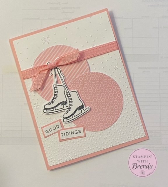 Stampin' Up! Pretty in Pink Sophisticated Sled holiday or Christmas card with ice skates