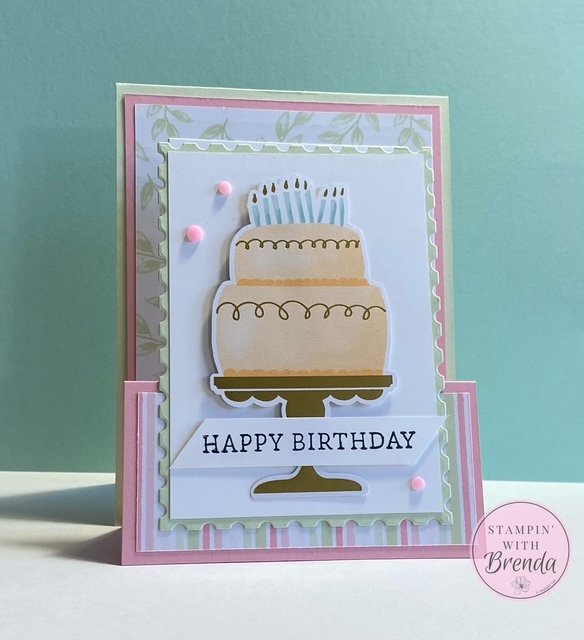 Stampin' Up! Wildflower Birthday Suite sale sample with birthday cake and fun fold