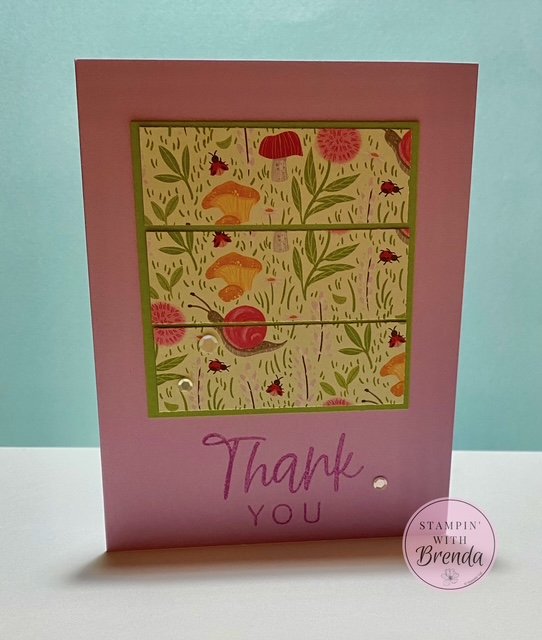 Stampin' Up! One Sheet Wonder card from 6x6 DSP - Toadstool Gardens - purples and white