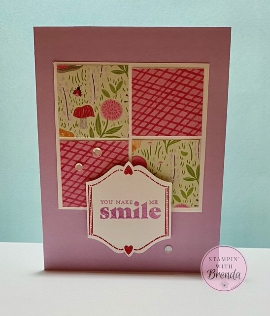 Stampin' Up! One Sheet Wonder card from 6x6 DSP - Toadstool Gardens - purples and white