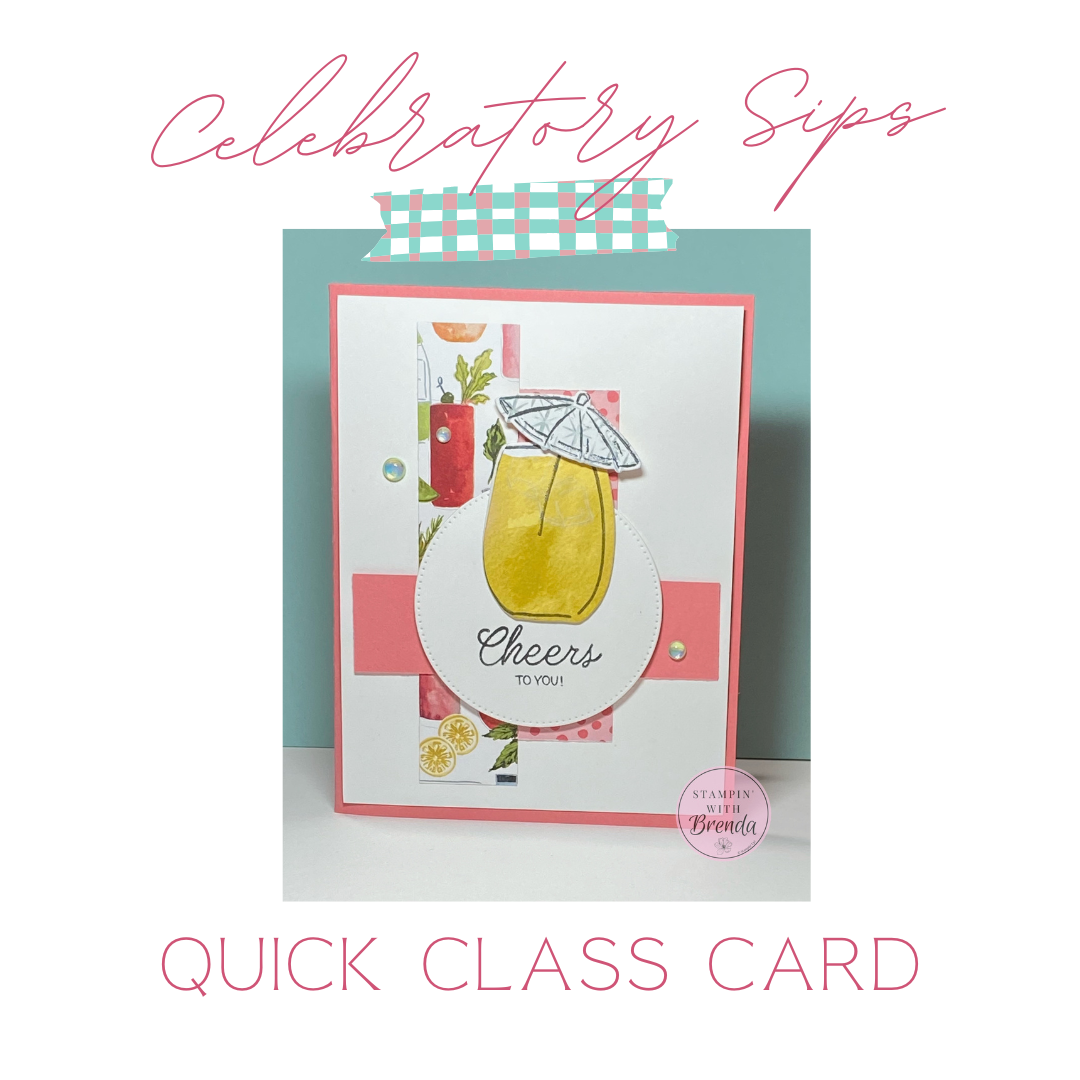 Stampin' Up! Celebratory Sips card with cocktail glass and flirty flamingo