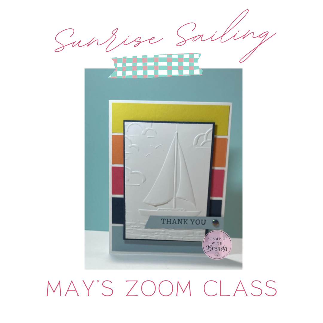 Stampin' Up! 2025-2027 In Colors and Sunrise Sailing with embossed sailboat and sunrise background