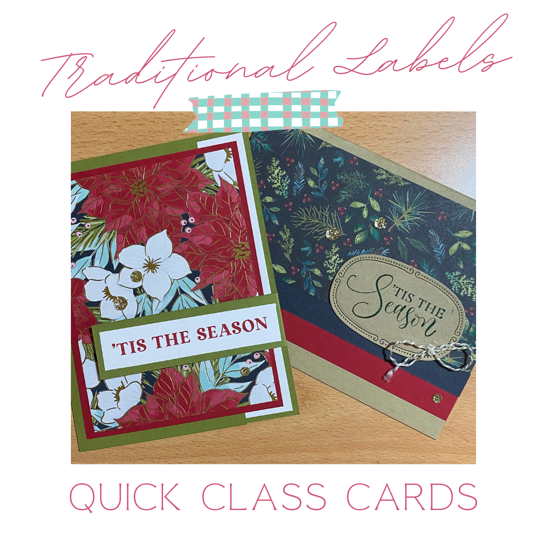 Traditional Labels UCC Stampin' Up! Traditional Labels cards for Christmas with Old Olive and Real Red