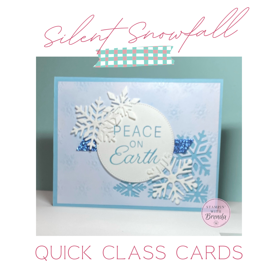 Stampin' Up! card using Silent Snowfall DSP colored with blue with a blending brush and Snowfall Kisses die cuts