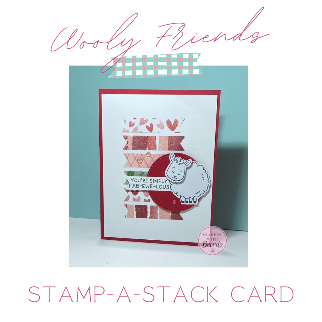 Wooly Friends Stampin' Up! Wooly Friends Valentine's card with red and white strips behind an adorable sheep