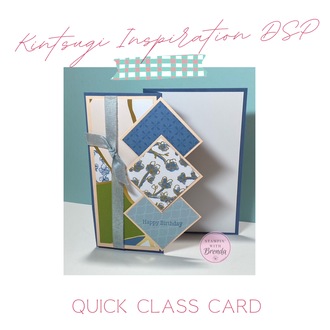 Stampin' Up! Kintsugi Inspiration DSP fun fold with blues and peaches
