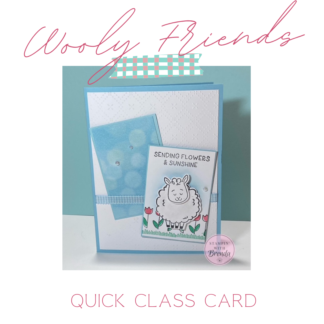 Stampin' Up! Woolly Friends spring card with balmy blue and white plus a little sheep